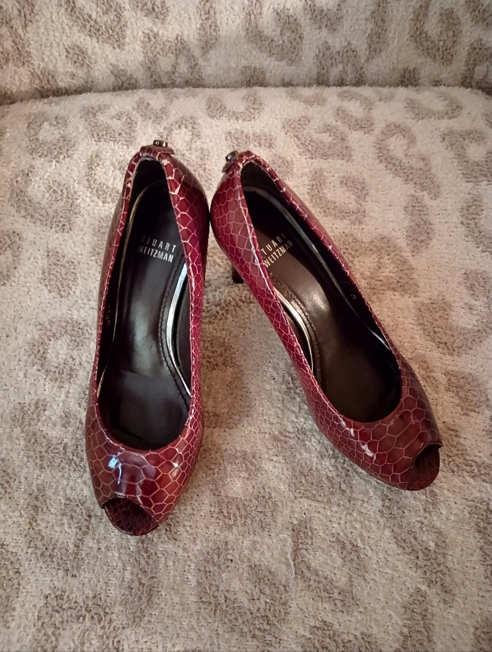 Stuart Weitzman Slingback Leather Peep Toe Heels